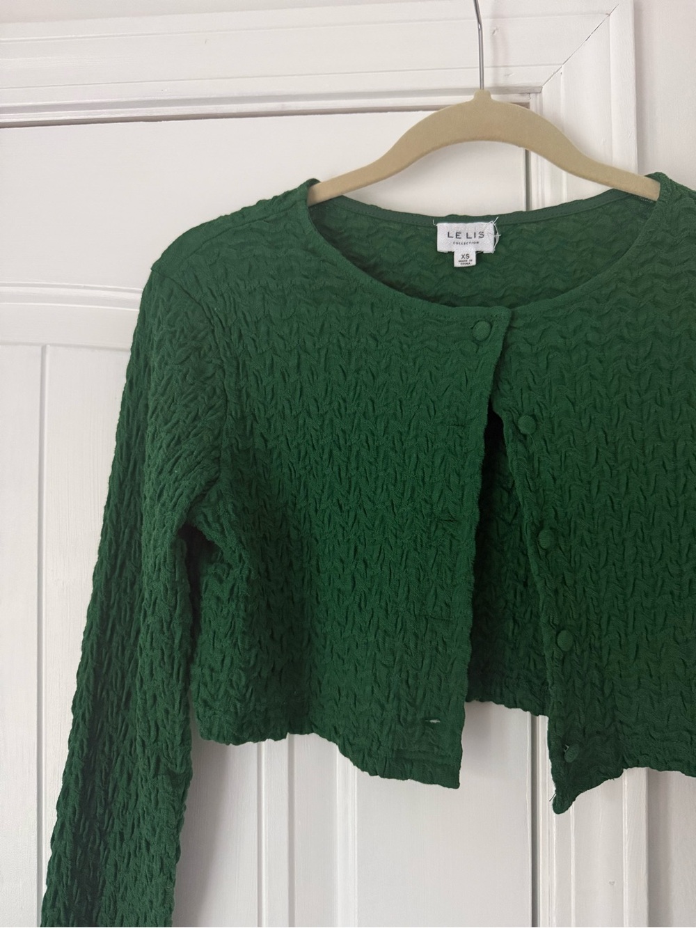 Le Lis Emerald Green Cropped Cardigan